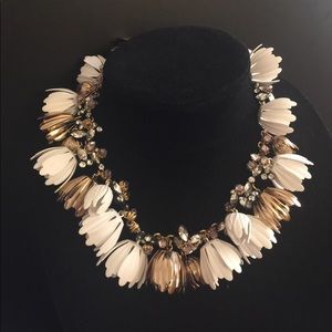 J Crew White & Gold tulip necklace